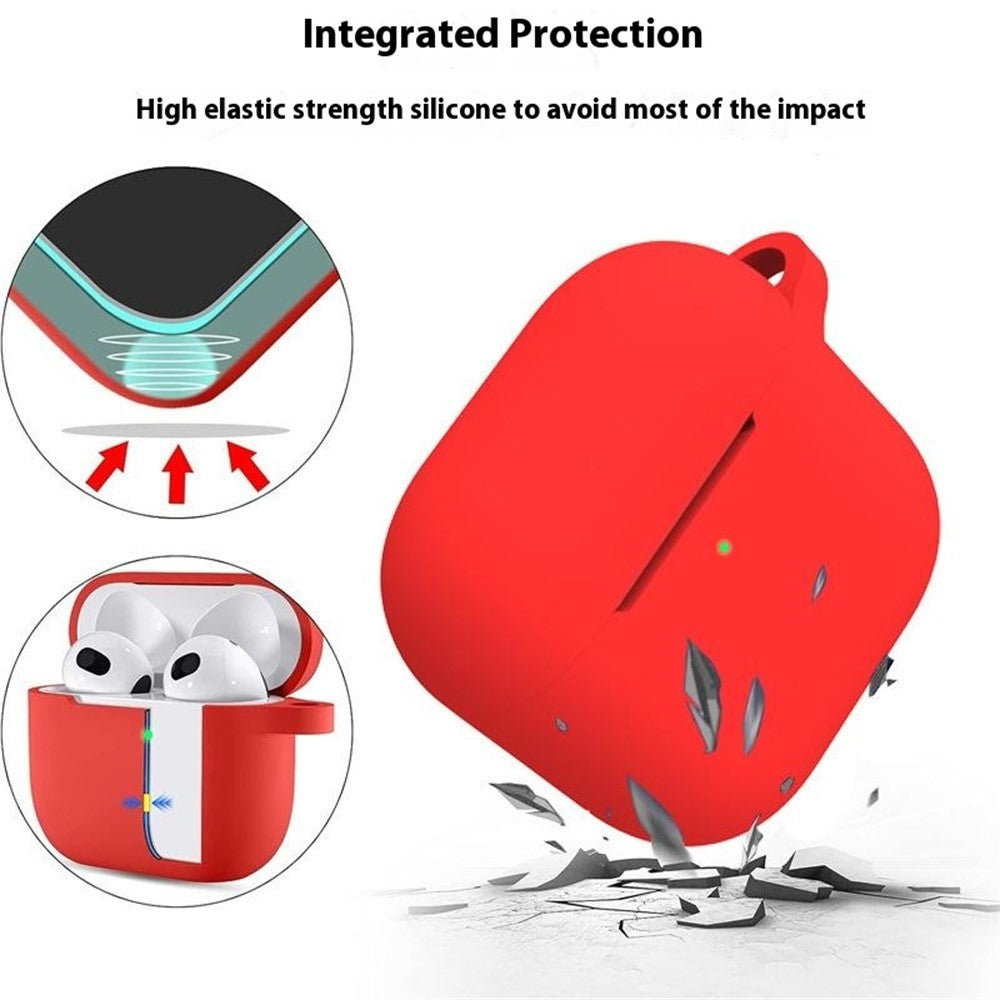 Compatible With  AirPods 5 / 4 Silicone Case Bluetooth-compatible Earphones Integrate Protective Sleeve with Hook - Red