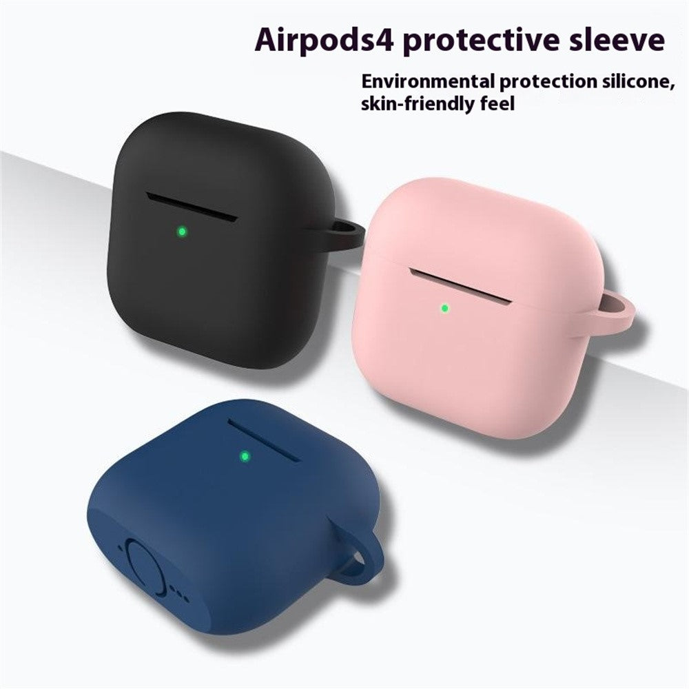 Compatible With  AirPods 5 / 4 Silicone Case Bluetooth-compatible Earphones Integrate Protective Sleeve with Hook - Grey Blue