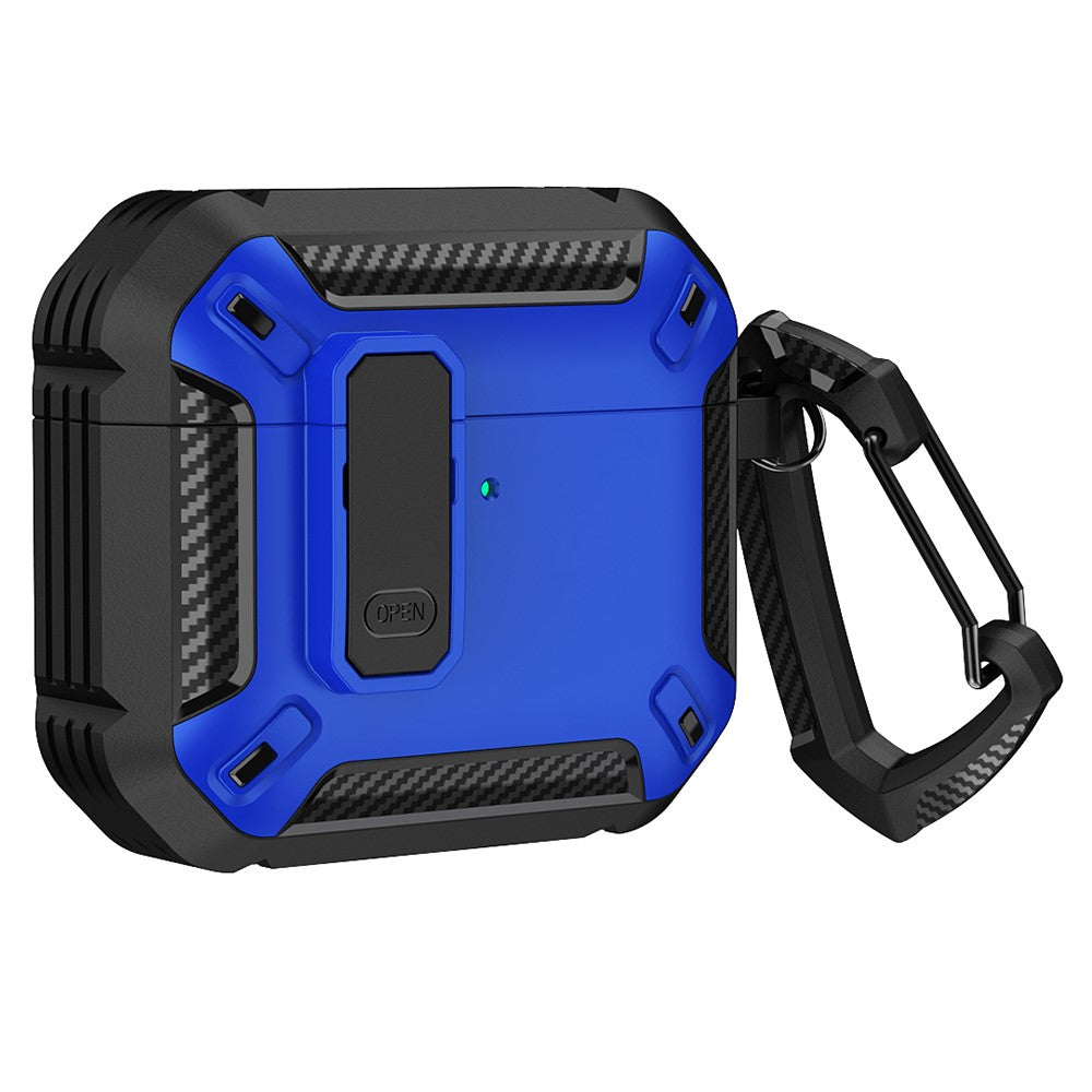 Compatible With  AirPods 5 / 4 Case TPU+PC Earphone Charging Box Case Anti-fall Protective Cover with Carabiner - Blue