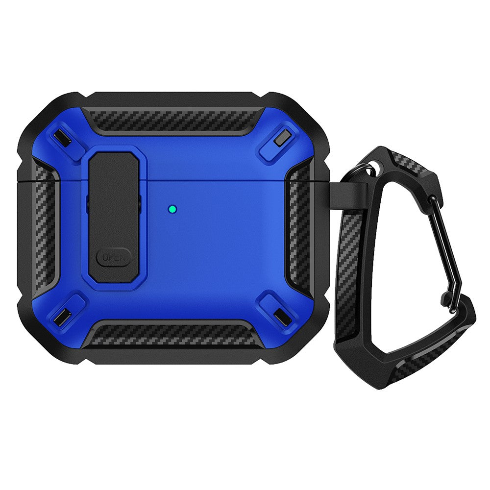 Compatible With  AirPods 5 / 4 Case TPU+PC Earphone Charging Box Case Anti-fall Protective Cover with Carabiner - Blue