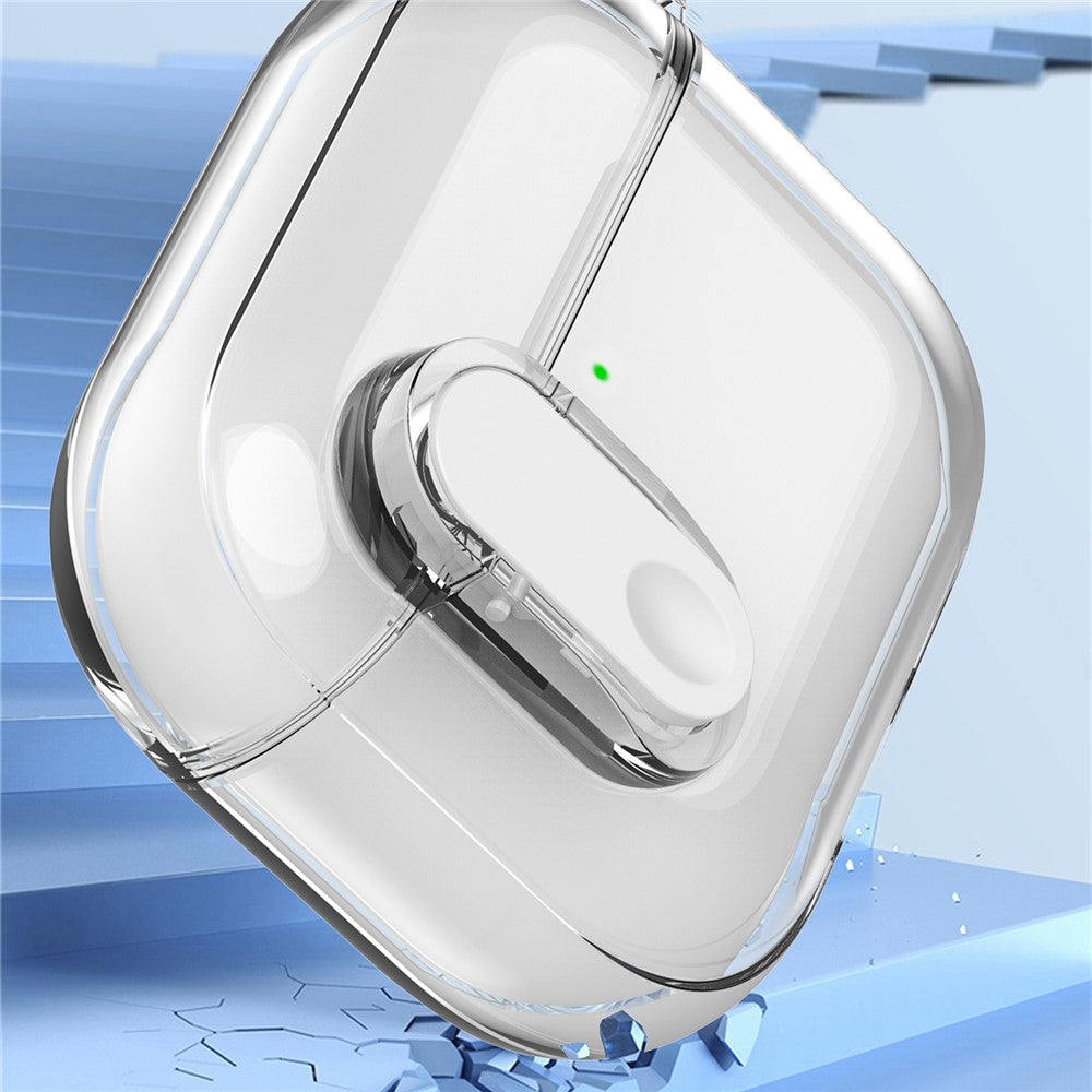 Compatible With  AirPods 5 / 4 Earphone Protective Case Snap Switch Ice Crystal Clear TPU+PC Cover - Transparent Grey