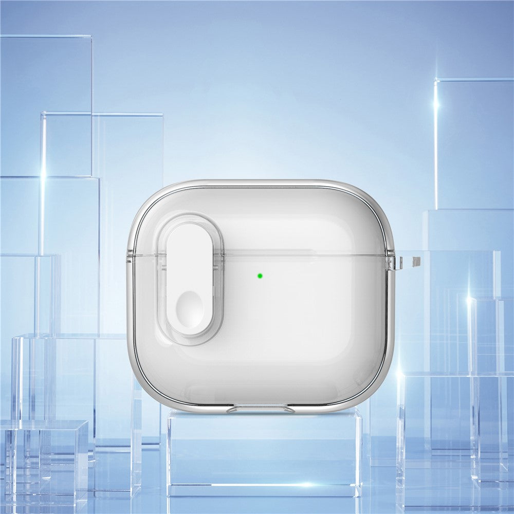 Compatible With  AirPods 5 / 4 Earphone Protective Case Snap Switch Ice Crystal Clear TPU+PC Cover - Transparent Grey