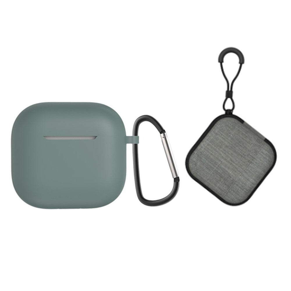 Compatible With  AirPods 5 / 4 Portable Silicone Case with Carabiner Headphone Storage Bag Set - Midnight Green