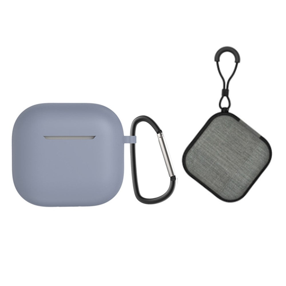 Compatible With  AirPods 5 / 4 Portable Silicone Case with Carabiner Headphone Storage Bag Set - Lavender Grey