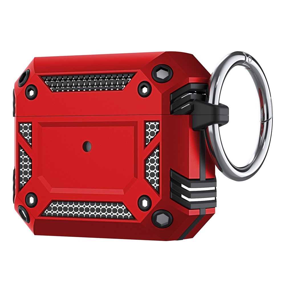 Compatible With  AirPods 5 / 4 Hard PC + TPU Skin Cover Shockproof Scratch Resistant Earphone Case with Carabiner - Red