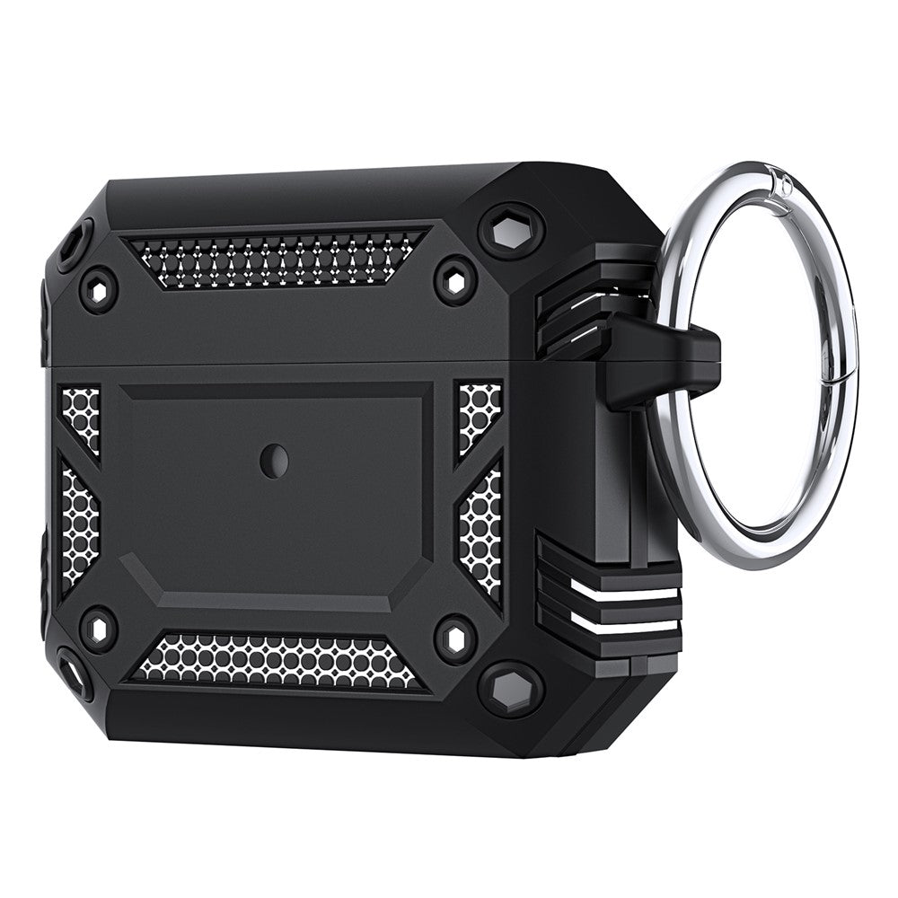Compatible With  AirPods 5 / 4 Hard PC + TPU Skin Cover Shockproof Scratch Resistant Earphone Case with Carabiner - Black