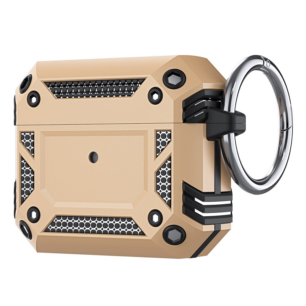 Compatible With  AirPods 5 / 4 Hard PC + TPU Skin Cover Shockproof Scratch Resistant Earphone Case with Carabiner - Gold