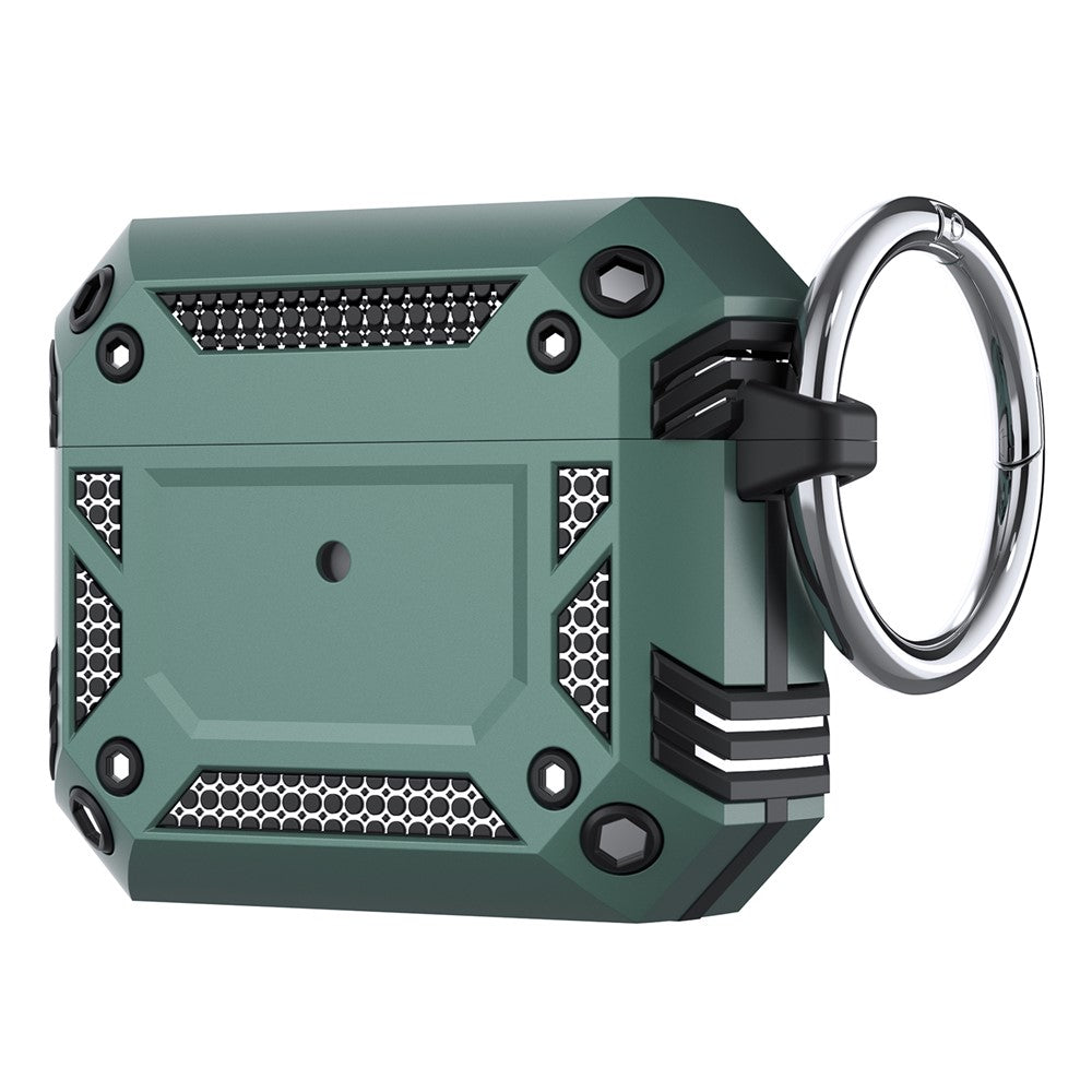 Compatible With  AirPods 5 / 4 Hard PC + TPU Skin Cover Shockproof Scratch Resistant Earphone Case with Carabiner - Green