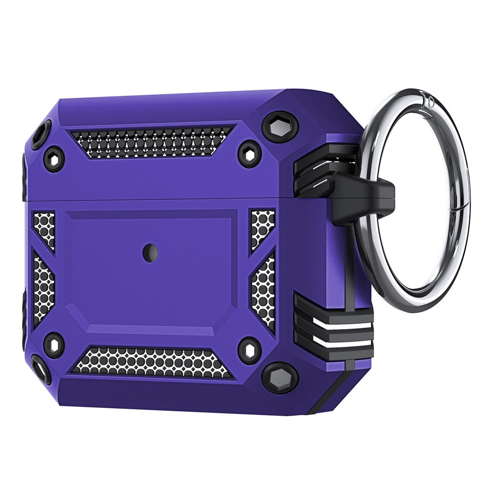 Compatible With  AirPods 5 / 4 Hard PC + TPU Skin Cover Shockproof Scratch Resistant Earphone Case with Carabiner - Purple