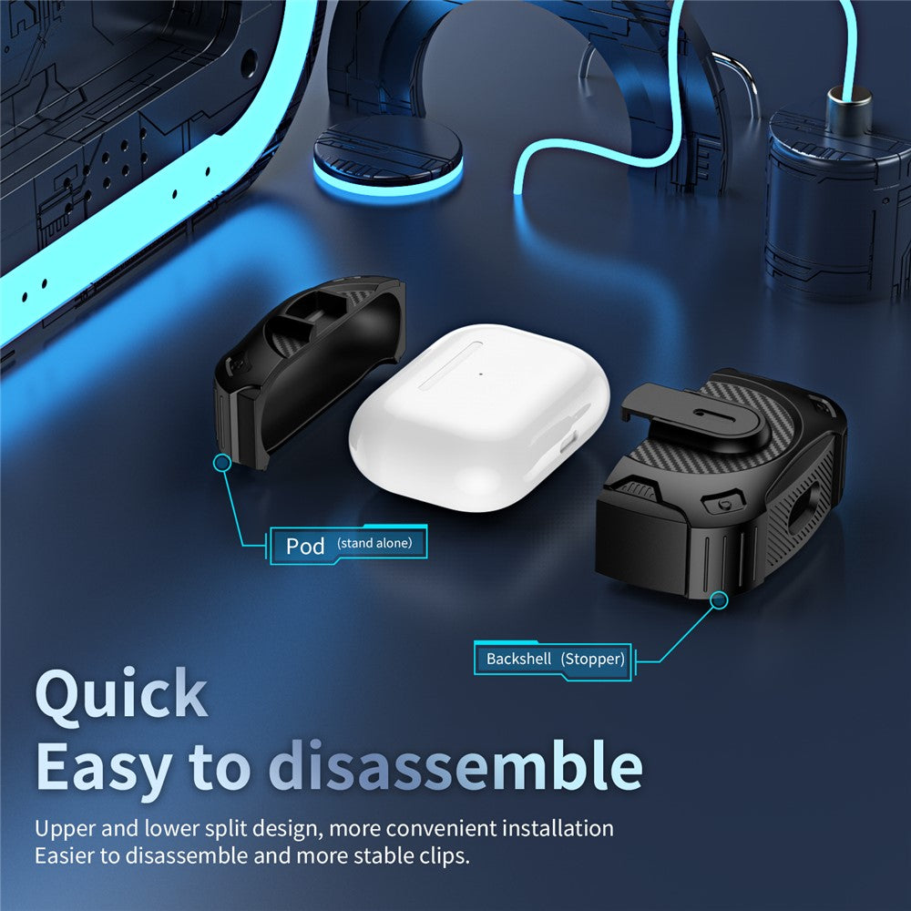 Compatible With  AirPods 5 / 4 Case PC+TPU Lock Design Earphone Protective Cover with Hanging Hook - Silver
