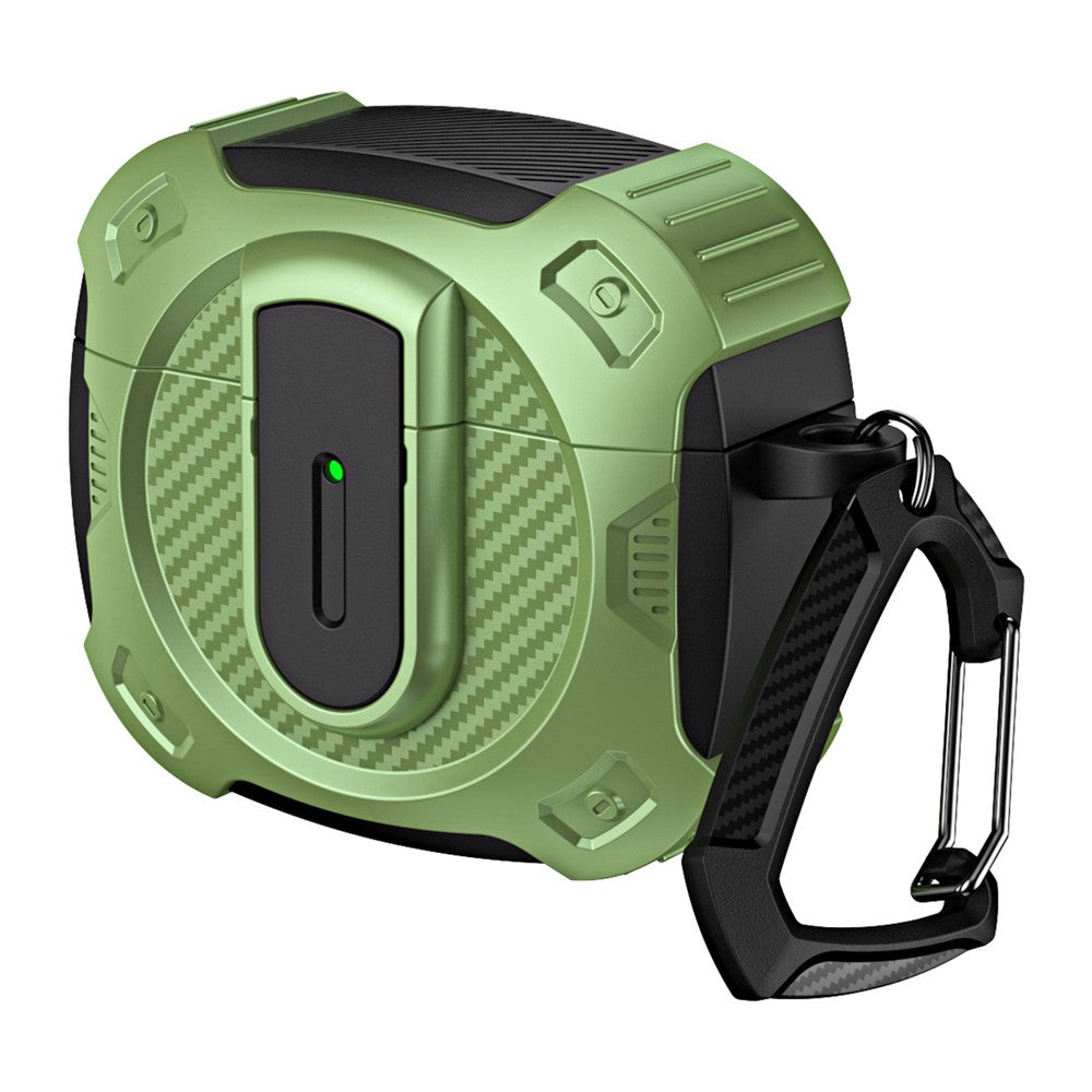 Compatible With  AirPods 5 / 4 Case PC+TPU Lock Design Earphone Protective Cover with Hanging Hook - Green