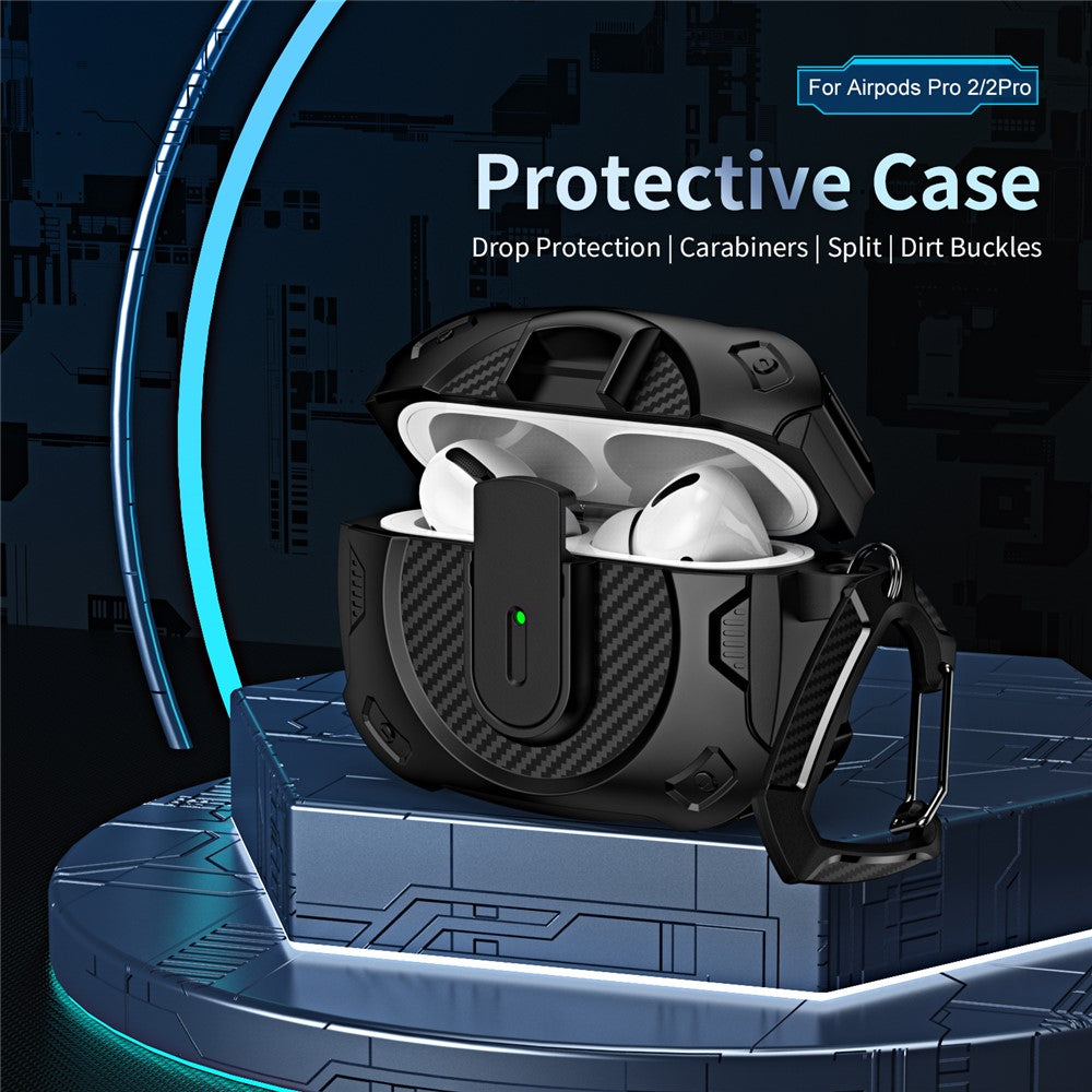 Compatible With  AirPods 5 / 4 Case PC+TPU Lock Design Earphone Protective Cover with Hanging Hook - Green