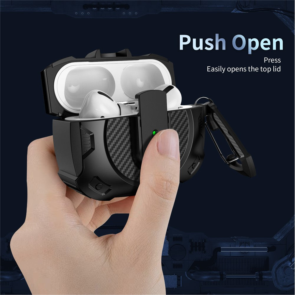 Compatible With  AirPods 5 / 4 Case PC+TPU Lock Design Earphone Protective Cover with Hanging Hook - Green