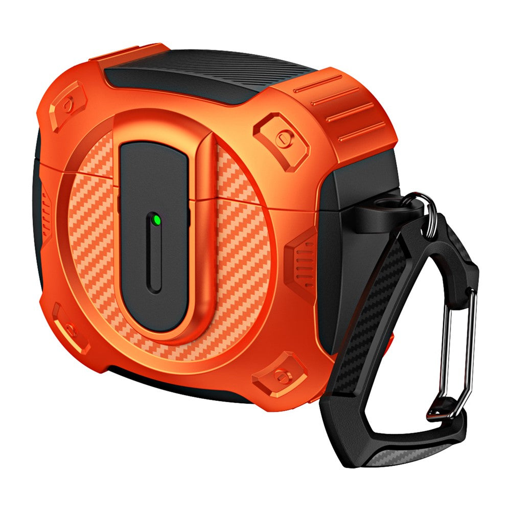 Compatible With  AirPods 5 / 4 Case PC+TPU Lock Design Earphone Protective Cover with Hanging Hook - Orange