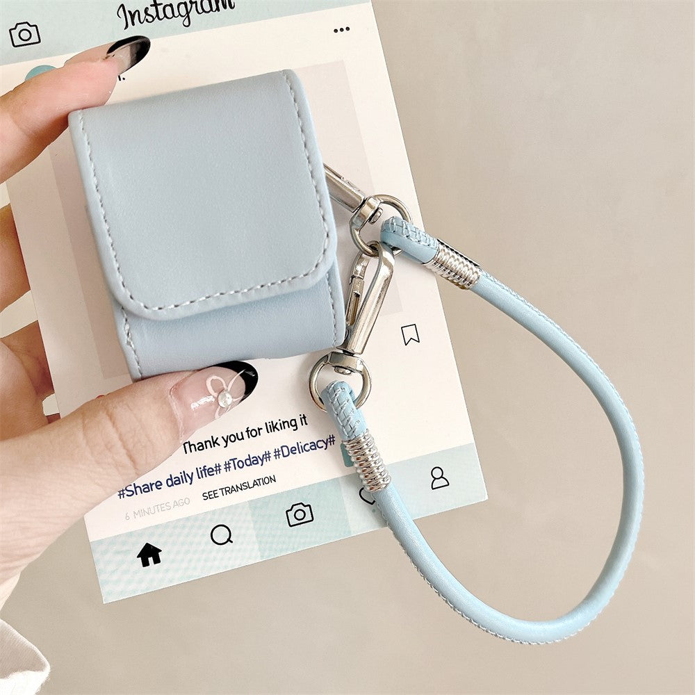 Compatible With  AirPods 5 / 4 / AirPods 3 Charging Case Cover Simple Style Bluetooth-compatible Earbuds Case with Shoulder / Wrist Strap - Sky Blue