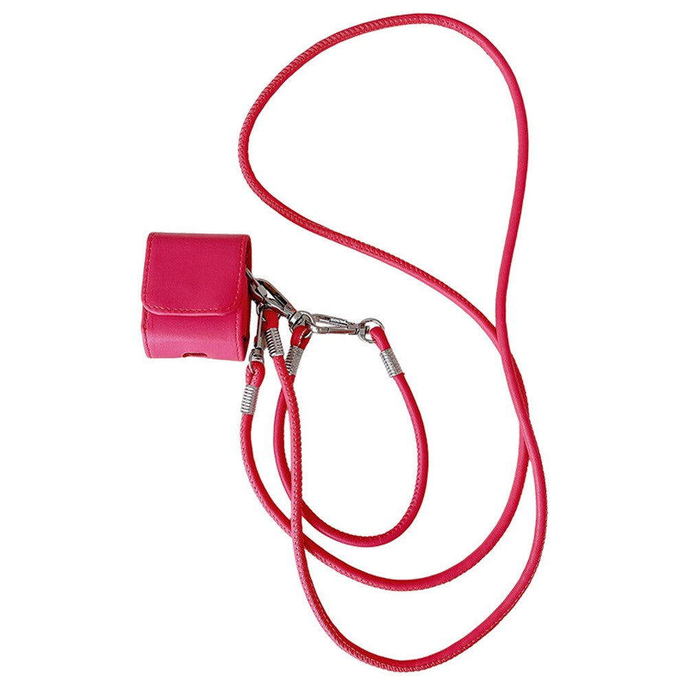 Compatible With  AirPods 5 / 4 / AirPods 3 Charging Case Cover Simple Style Bluetooth-compatible Earbuds Case with Shoulder / Wrist Strap - Rose