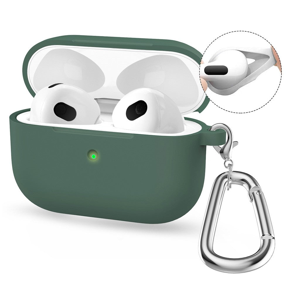 ENKAY HAT PRINCE AirPods 5 / 4 Silicone Case Bluetooth-compatible Earphone Protector Cover with Hook / Earbuds - Olive Green