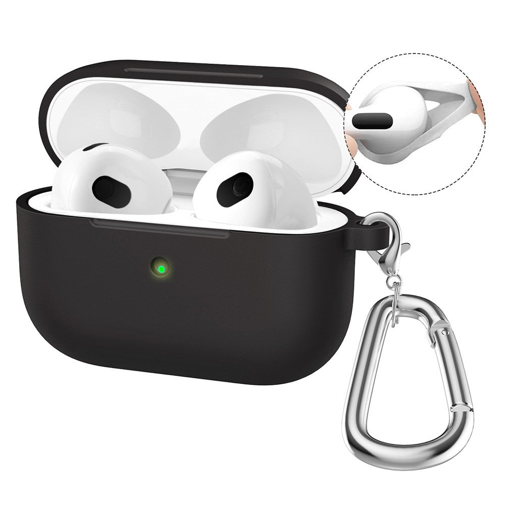 ENKAY HAT PRINCE AirPods 5 / 4 Silicone Case Bluetooth-compatible Earphone Protector Cover with Hook / Earbuds - Black