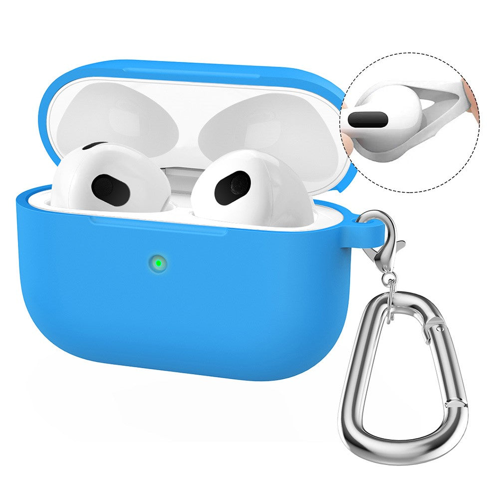 ENKAY HAT PRINCE AirPods 5 / 4 Silicone Case Bluetooth-compatible Earphone Protector Cover with Hook / Earbuds - Blue