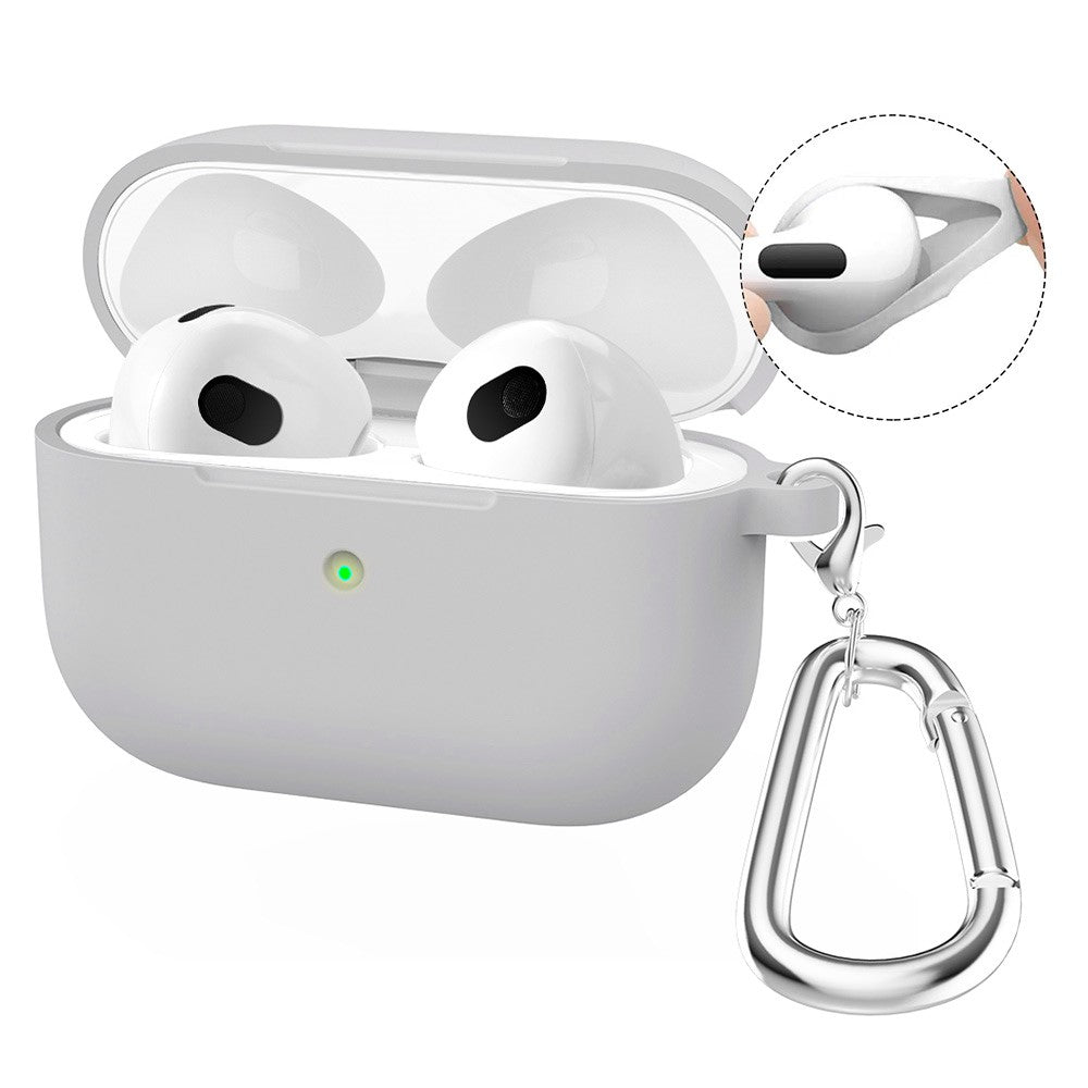 ENKAY HAT PRINCE AirPods 5 / 4 Silicone Case Bluetooth-compatible Earphone Protector Cover with Hook / Earbuds - Light Grey
