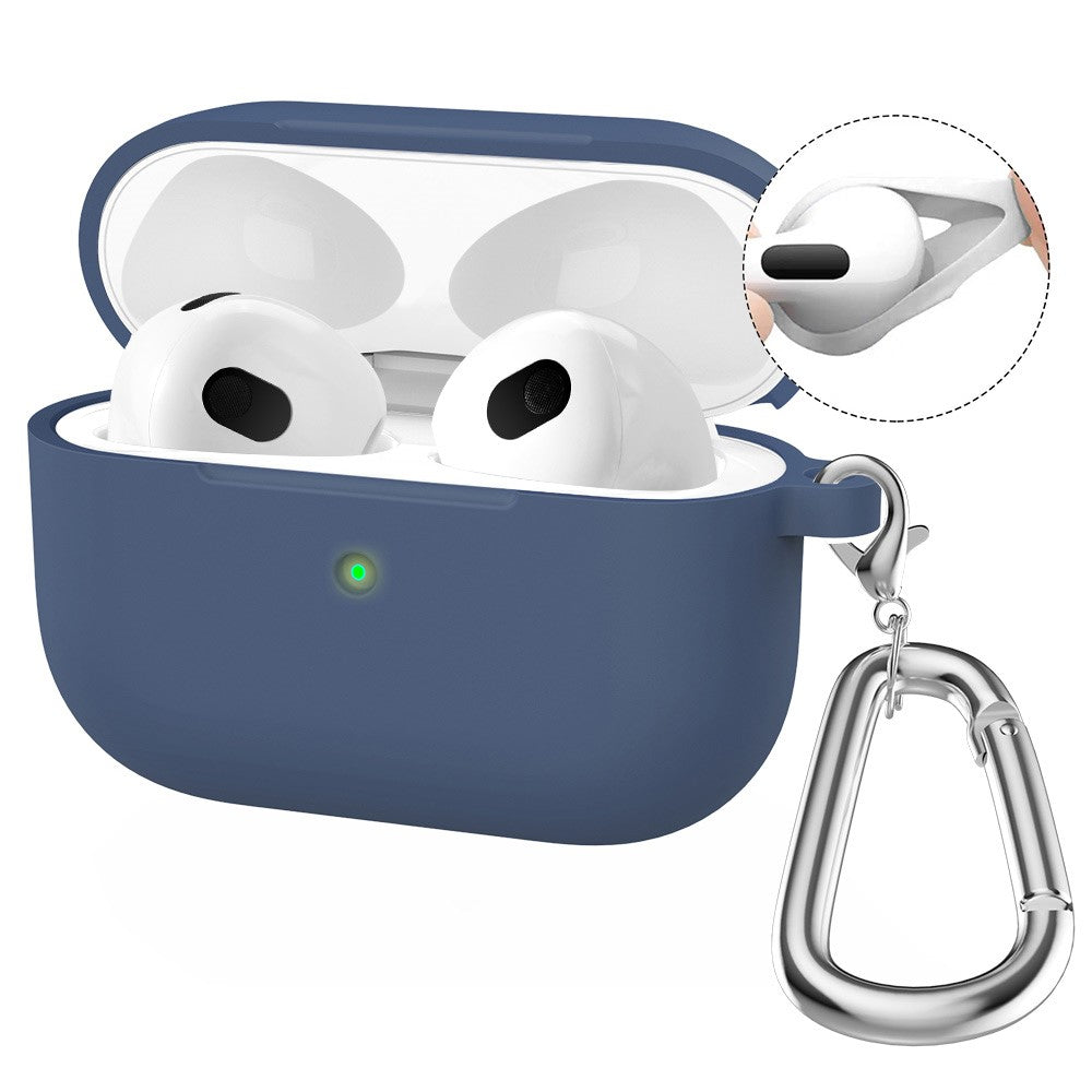 ENKAY HAT PRINCE AirPods 5 / 4 Silicone Case Bluetooth-compatible Earphone Protector Cover with Hook / Earbuds - Dark Blue