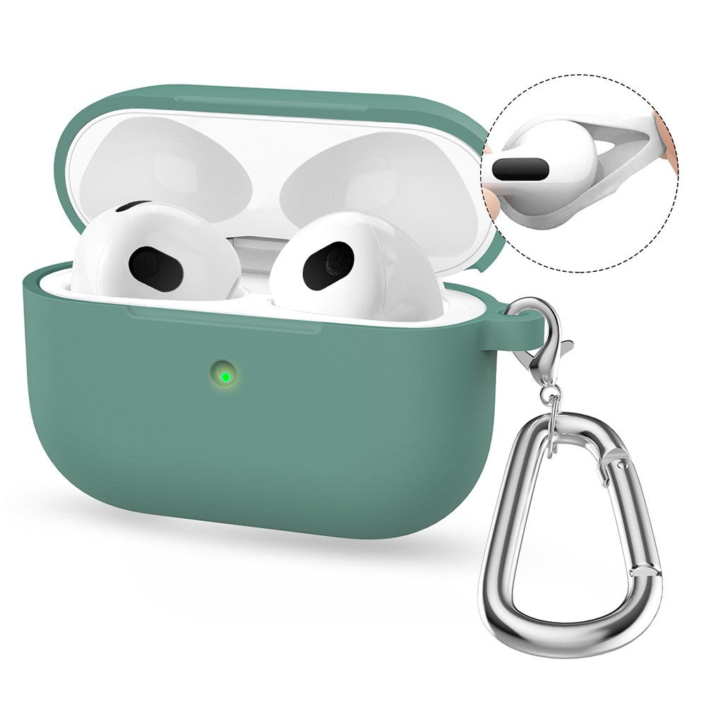 ENKAY HAT PRINCE AirPods 5 / 4 Silicone Case Bluetooth-compatible Earphone Protector Cover with Hook / Earbuds - Pine Needle Green