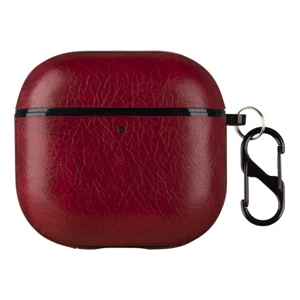 Compatible With  AirPods 5 / 4 Earphone Case PC + PU Leather Protective Cover with Anti-loss Hook - Red