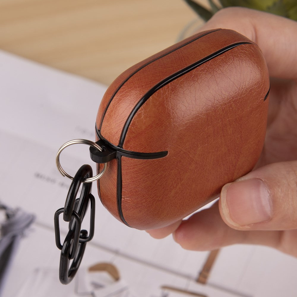 Compatible With  AirPods 5 / 4 Earphone Case PC + PU Leather Protective Cover with Anti-loss Hook - Red