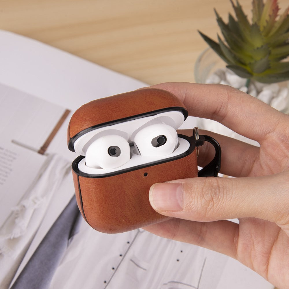 Compatible With  AirPods 5 / 4 Earphone Case PC + PU Leather Protective Cover with Anti-loss Hook - Blue
