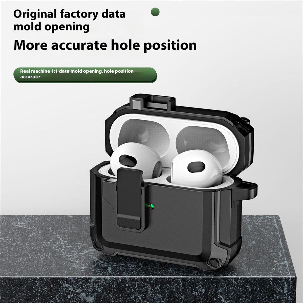 Compatible With  AirPods 5 / 4 Earphone Case Automatic Eject TPU+PC Protective Cover with Carabiner - Red