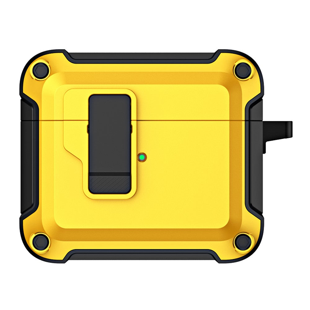 Compatible With  AirPods 5 / 4 Earphone Case Automatic Eject TPU+PC Protective Cover with Carabiner - Yellow