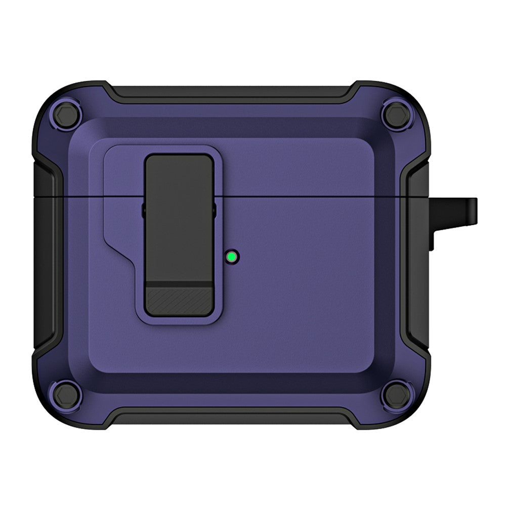 Compatible With  AirPods 5 / 4 Earphone Case Automatic Eject TPU+PC Protective Cover with Carabiner - Purple