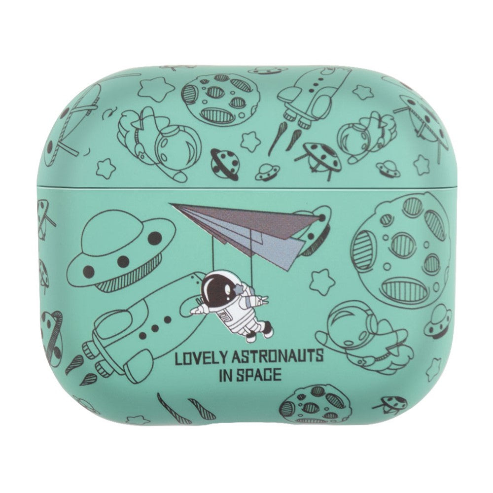 Compatible With  AirPods 5 / 4 TPU Case Earphone Charging Box Water Transfer Printing Protective Cover - Green Astronaut