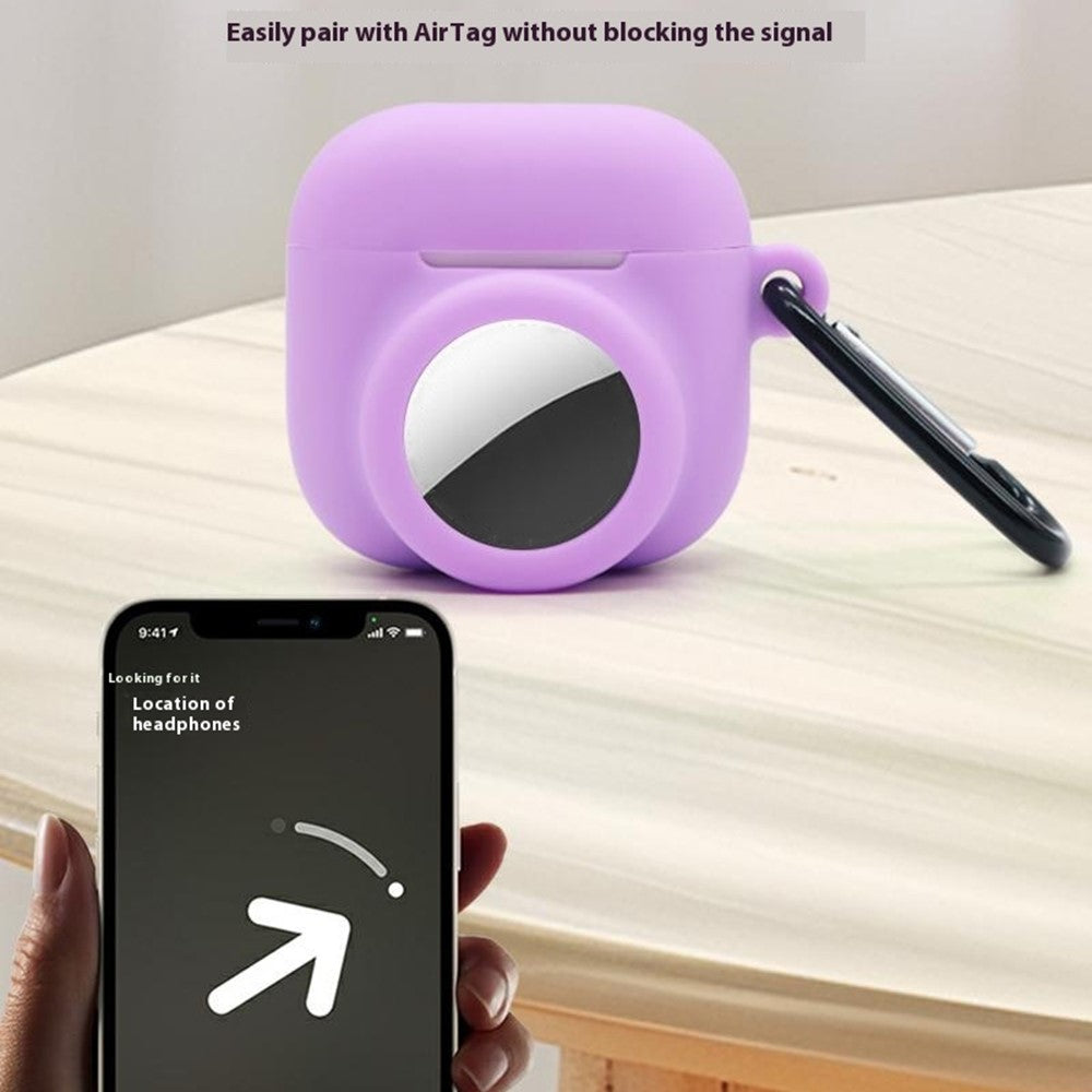 Silicone Case Combo Set Compatible With  AirPods 5 / 4 / AirTag Cover with 2Pcs Earphone Cap and Carabiner - Mint Green