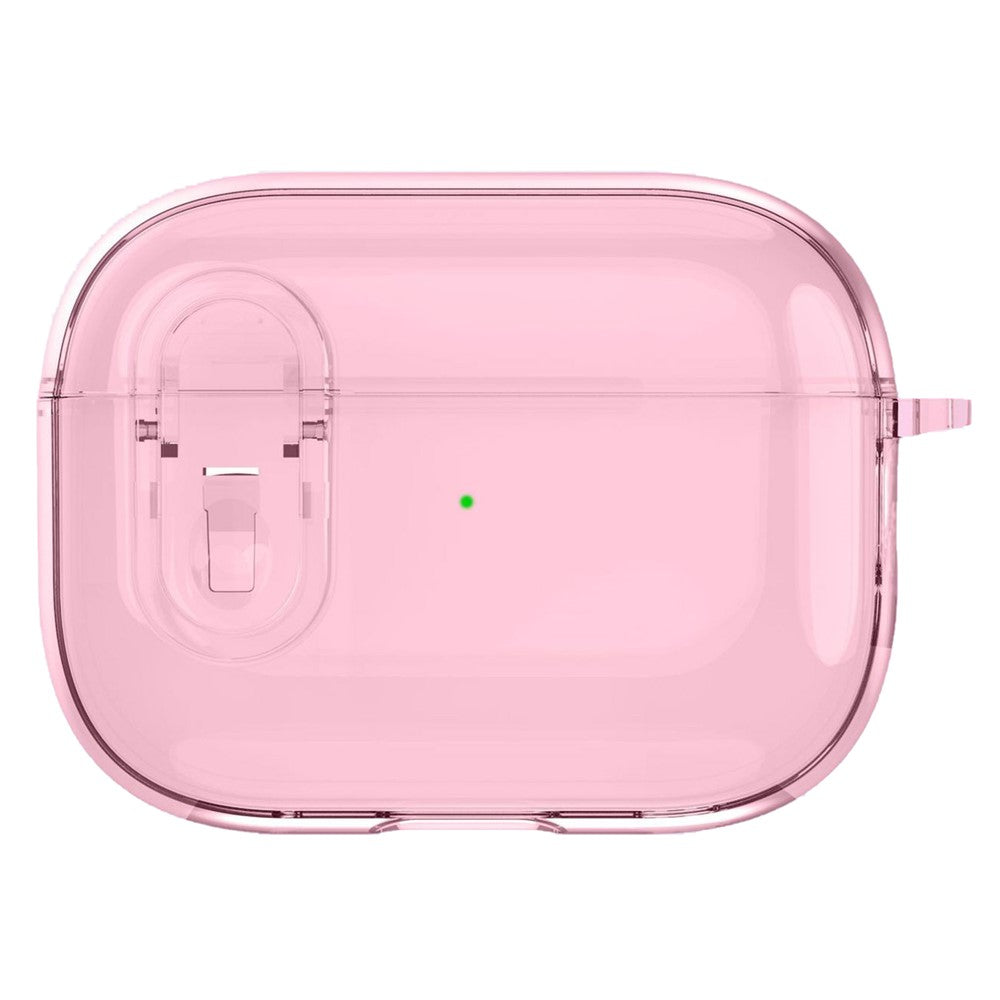 Compatible With  AirPods 5 / 4 Earphone Case Buckle Design Anti-drop TPU Earbud Cover with Carabiner - Transparent Pink