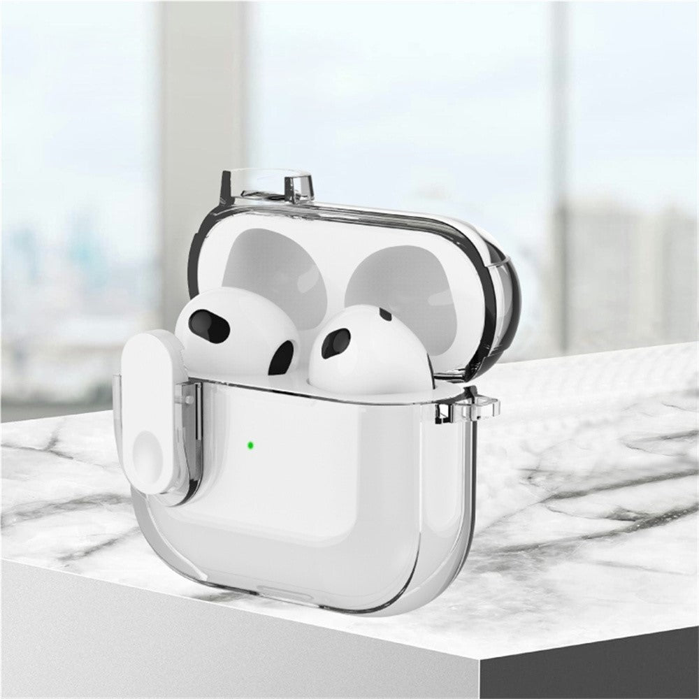 Compatible With  AirPods 5 / 4 Earphone Case Buckle Design Anti-drop TPU Earbud Cover with Carabiner - Transparent Pink