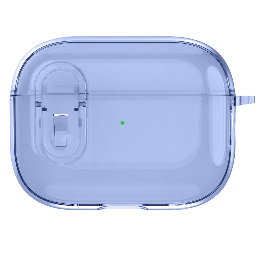 Compatible With  AirPods 5 / 4 Earphone Case Buckle Design Anti-drop TPU Earbud Cover with Carabiner - Transparent Blue