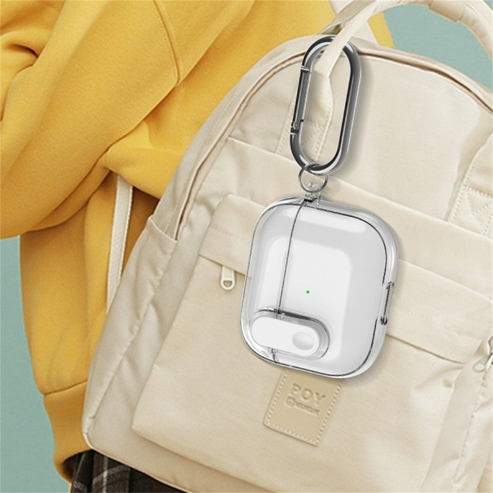Compatible With  AirPods 5 / 4 Earphone Case Buckle Design Anti-drop TPU Earbud Cover with Carabiner - Transparent Blue