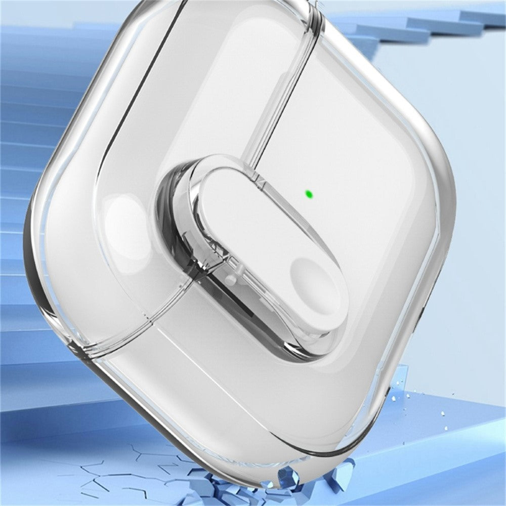 Compatible With  AirPods 5 / 4 Earphone Case Buckle Design Anti-drop TPU Earbud Cover with Carabiner - Transparent Blue