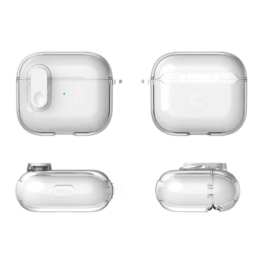 Compatible With  AirPods 5 / 4 Earphone Case Buckle Design Anti-drop TPU Earbud Cover with Carabiner - Transparent Blue