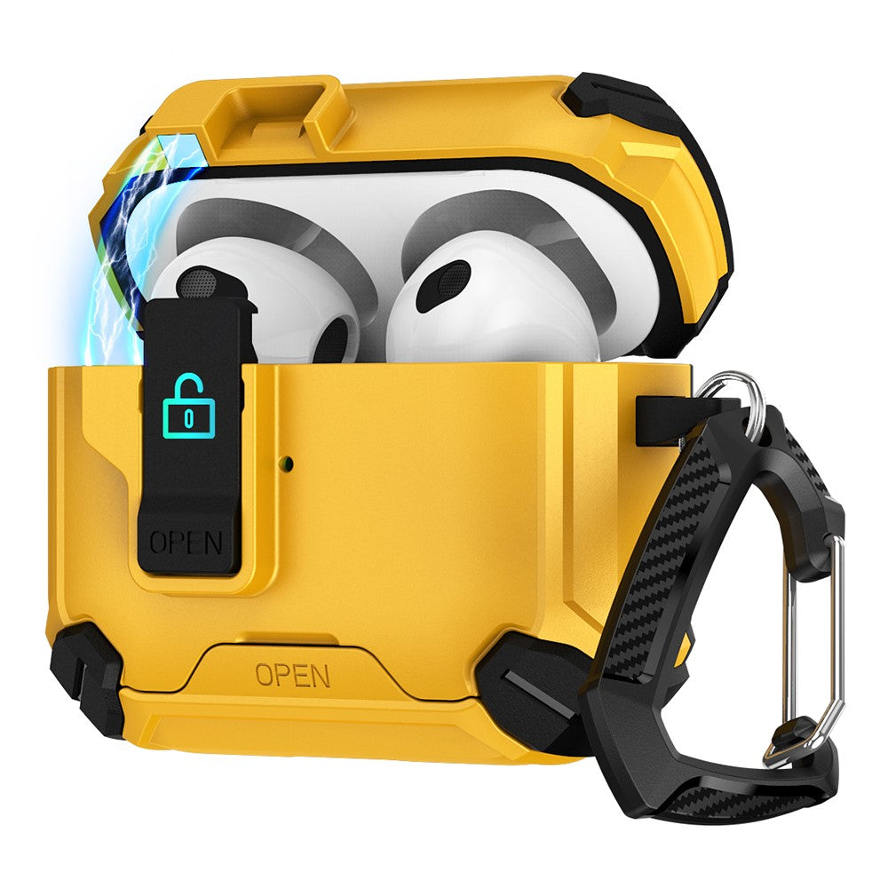 Compatible With  AirPods 5 / 4 Case TPU+PC Compatible with MagSafe Stand Bluetooth-compatible Earbuds Cover with Carabiner - Yellow  /  Black