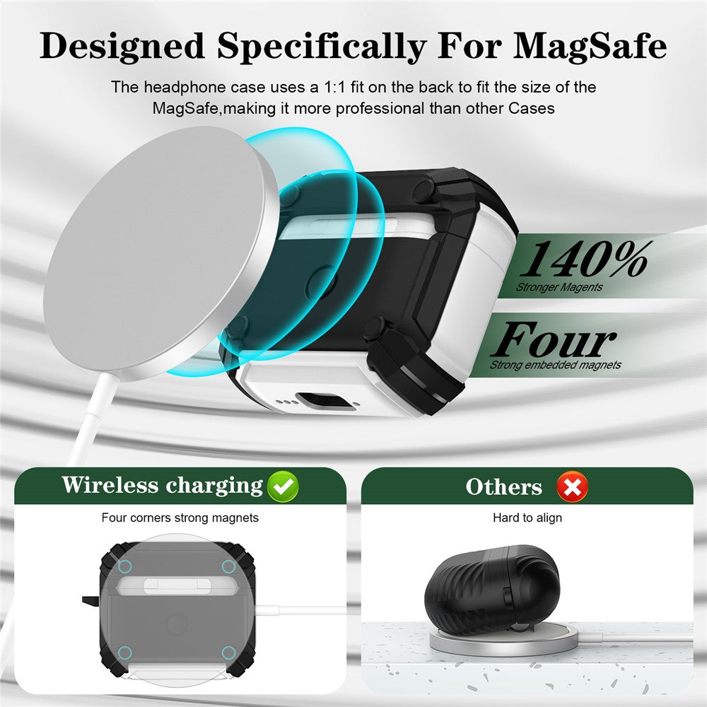 Compatible With  AirPods 5 / 4 Case TPU+PC Compatible with MagSafe Stand Bluetooth-compatible Earbuds Cover with Carabiner - Yellow  /  Black