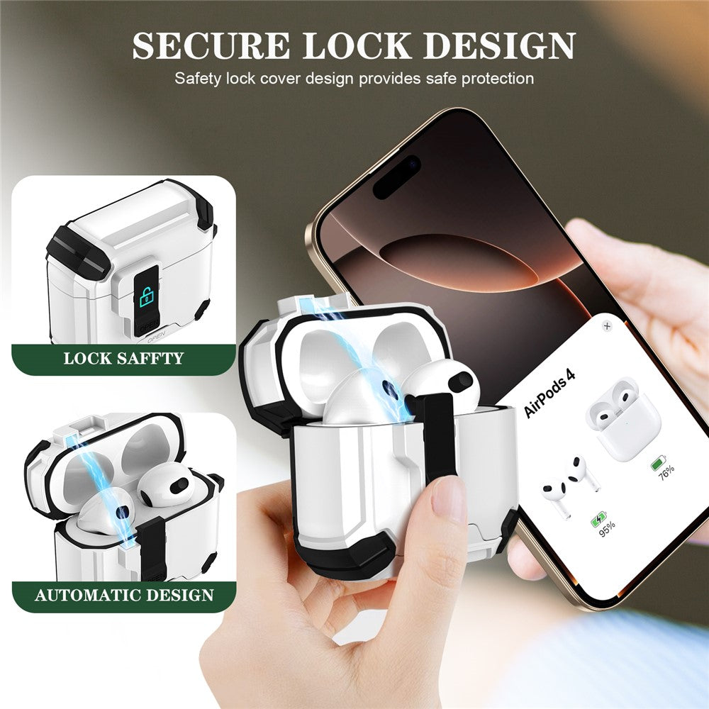 Compatible With  AirPods 5 / 4 Case TPU+PC Compatible with MagSafe Stand Bluetooth-compatible Earbuds Cover with Carabiner - Baby Blue  /  Black