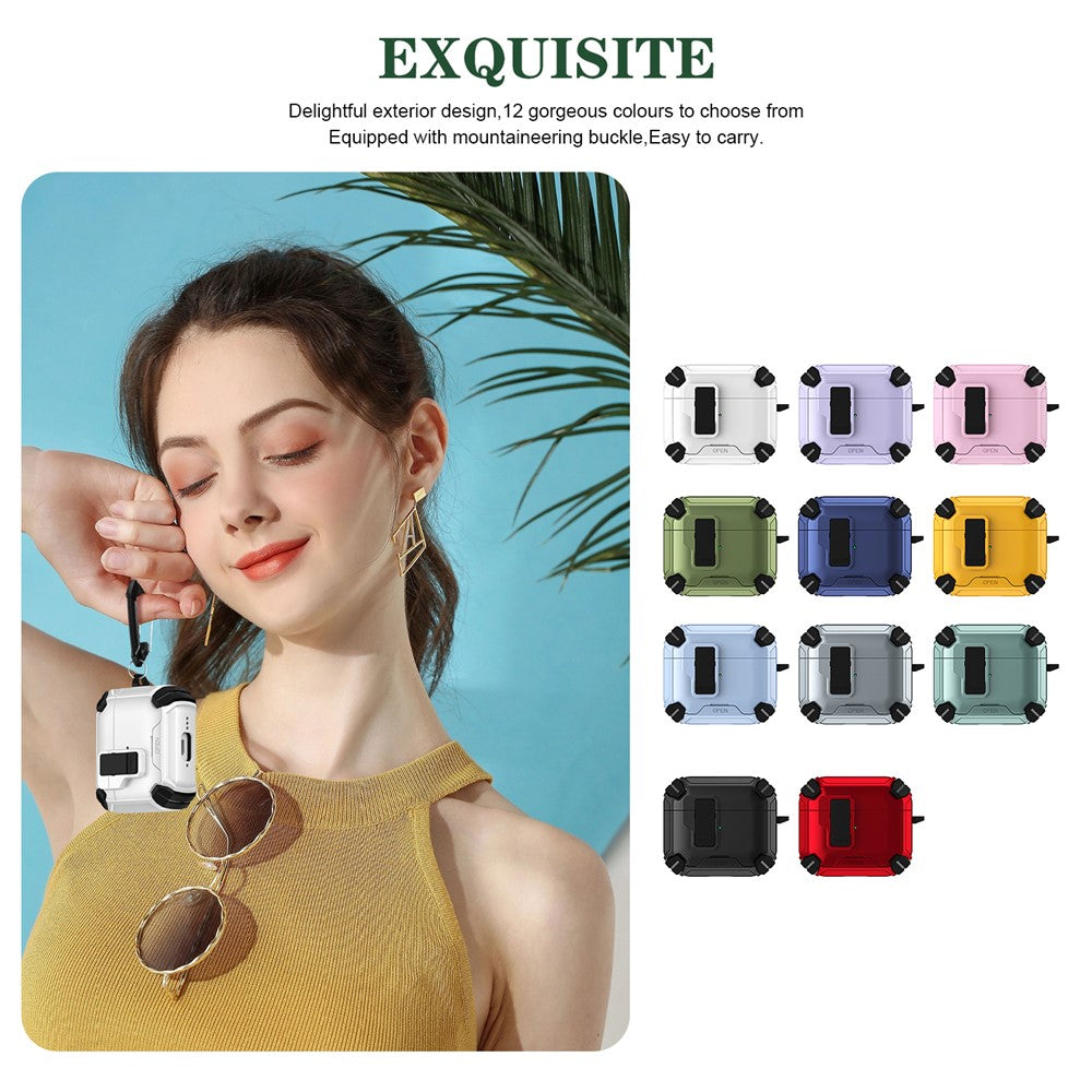 Compatible With  AirPods 5 / 4 Case TPU+PC Compatible with MagSafe Stand Bluetooth-compatible Earbuds Cover with Carabiner - Black