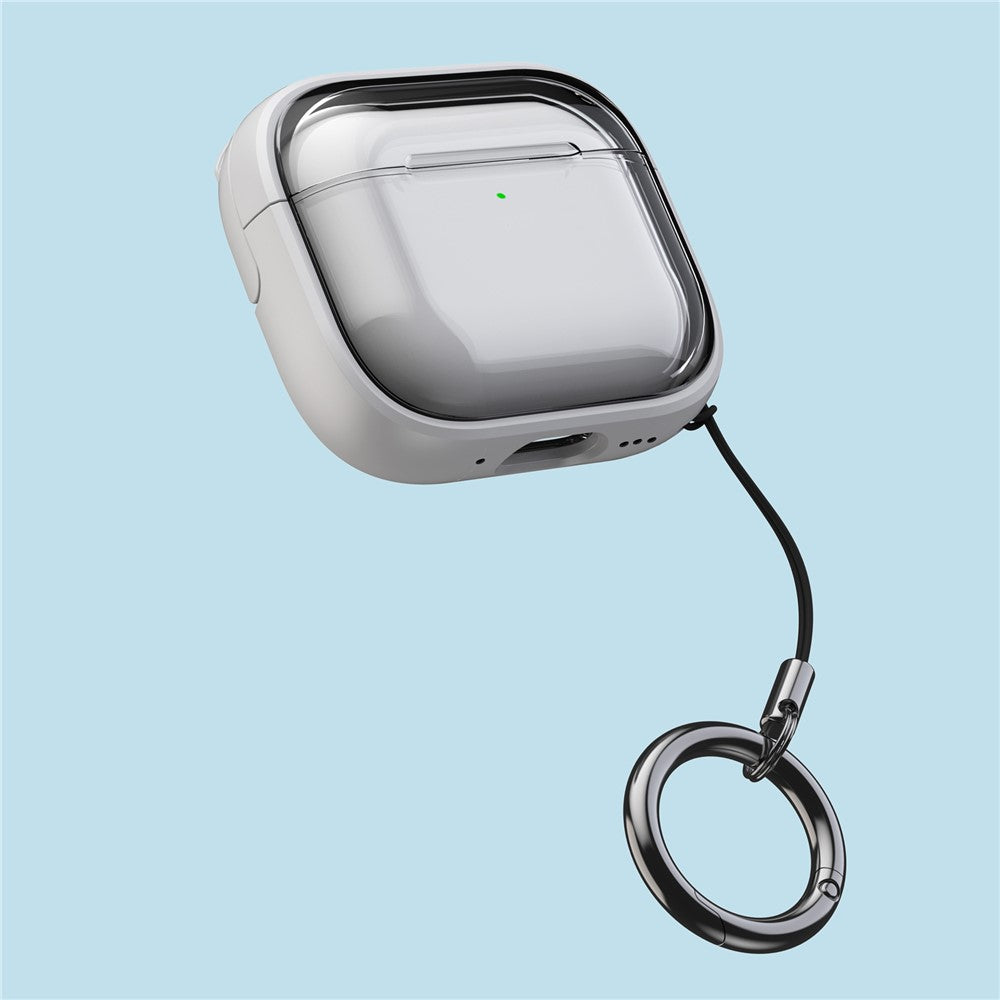 Compatible With  AirPods 5 / 4 Case PC+TPU Bluetooth-compatible Earbud Cover Phone Stand with Carabiner - Transparent Black