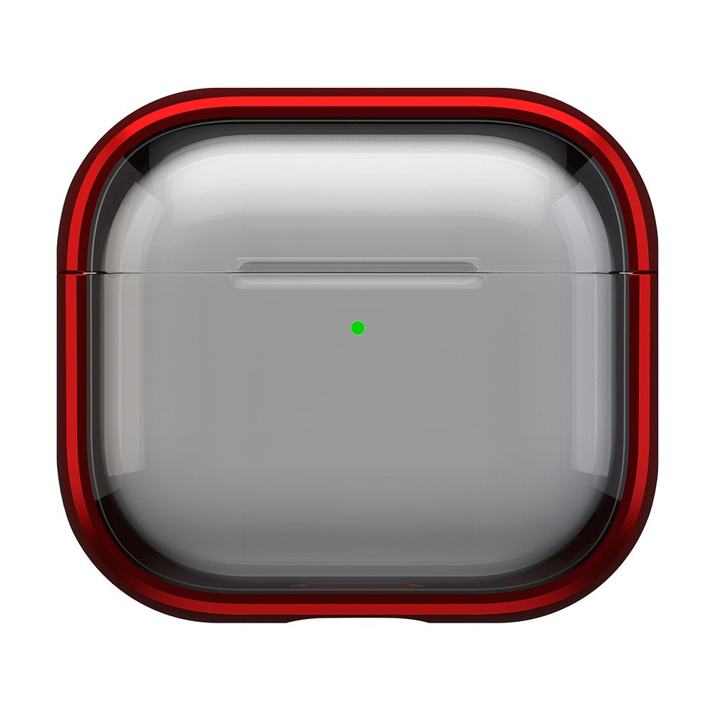 Compatible With  AirPods 5 / 4 Case PC+TPU Bluetooth-compatible Earbud Cover Phone Stand with Carabiner - Transparent Red