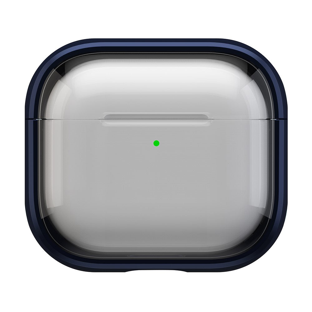 Compatible With  AirPods 5 / 4 Case PC+TPU Bluetooth-compatible Earbud Cover Phone Stand with Carabiner - Transparent Deep Blue