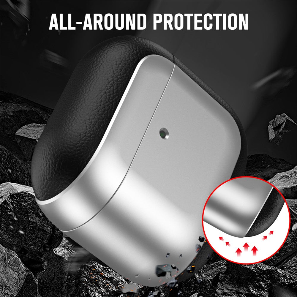 Compatible With  AirPods 5 / 4 TPU Case Electroplating Litchi Texture Fall Prevention Earphone Cover with Lanyard - Silver