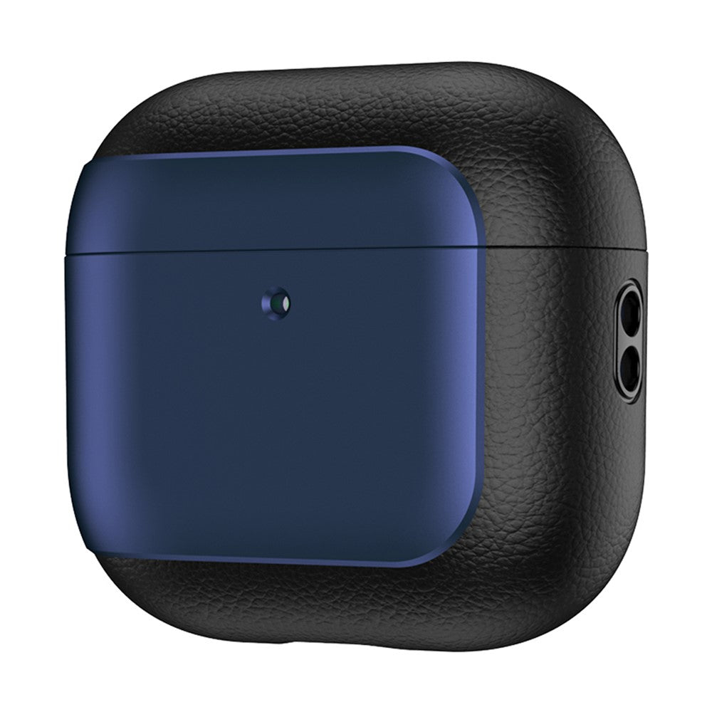 Compatible With  AirPods 5 / 4 TPU Case Electroplating Litchi Texture Fall Prevention Earphone Cover with Lanyard - Blue