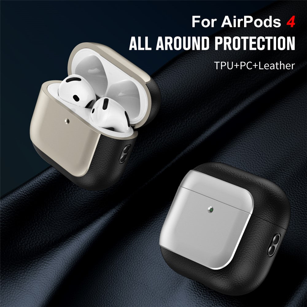 Compatible With  AirPods 5 / 4 TPU Case Electroplating Litchi Texture Fall Prevention Earphone Cover with Lanyard - Blue